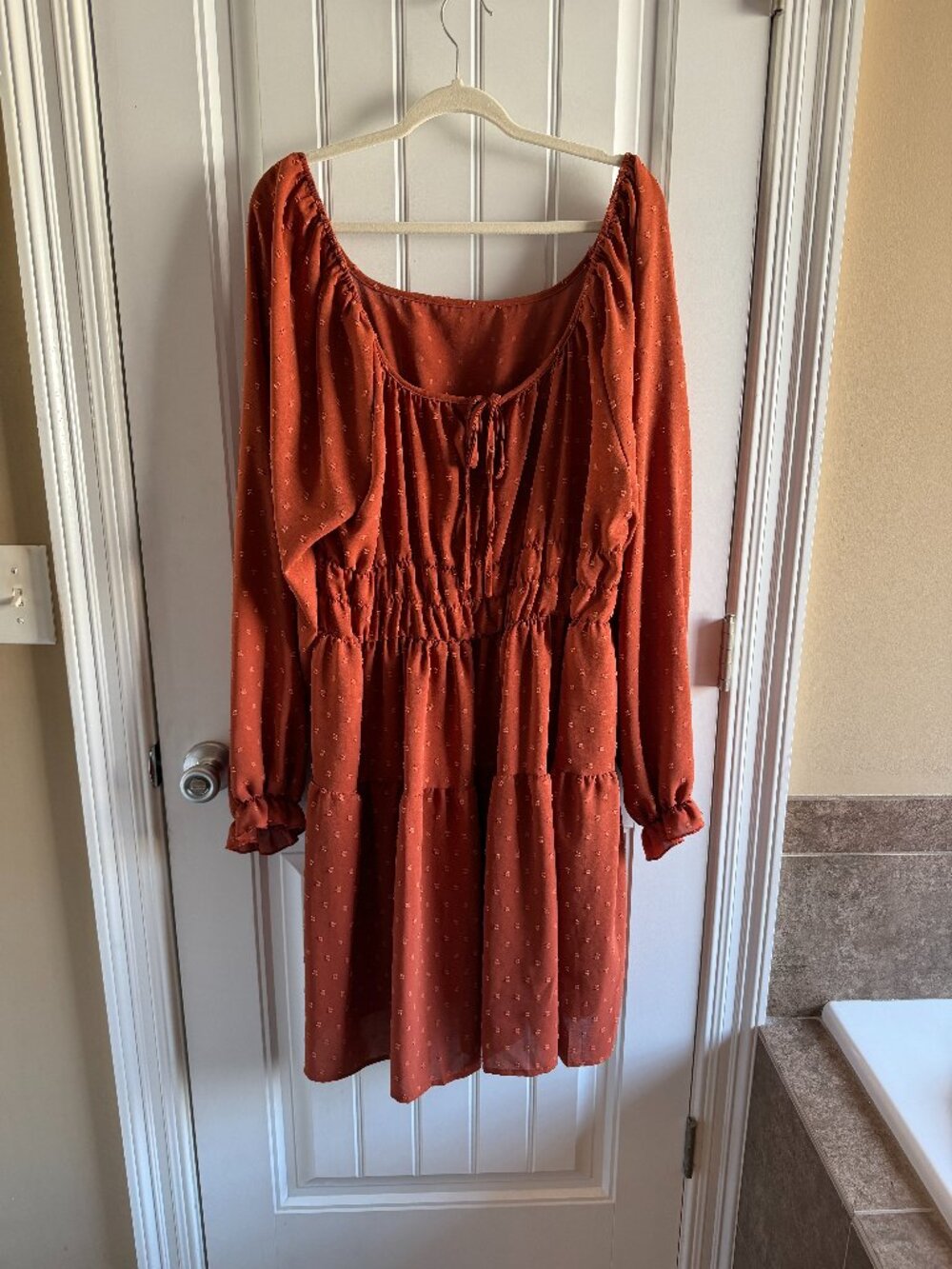 SHEIN Curve Swiss Dot Peasant Dress (Size 4XL